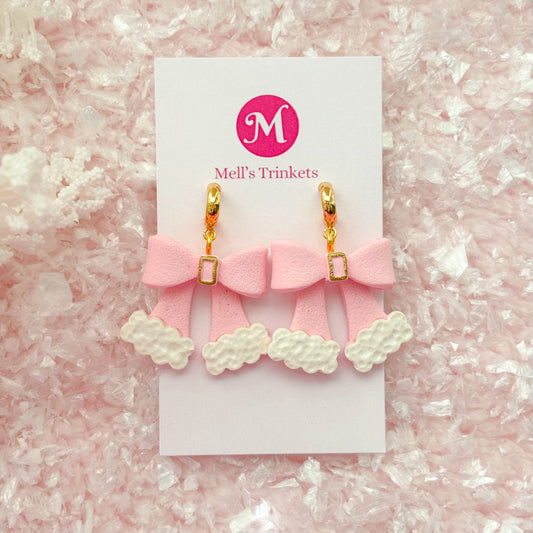 Santa Bow Dangles - Pink