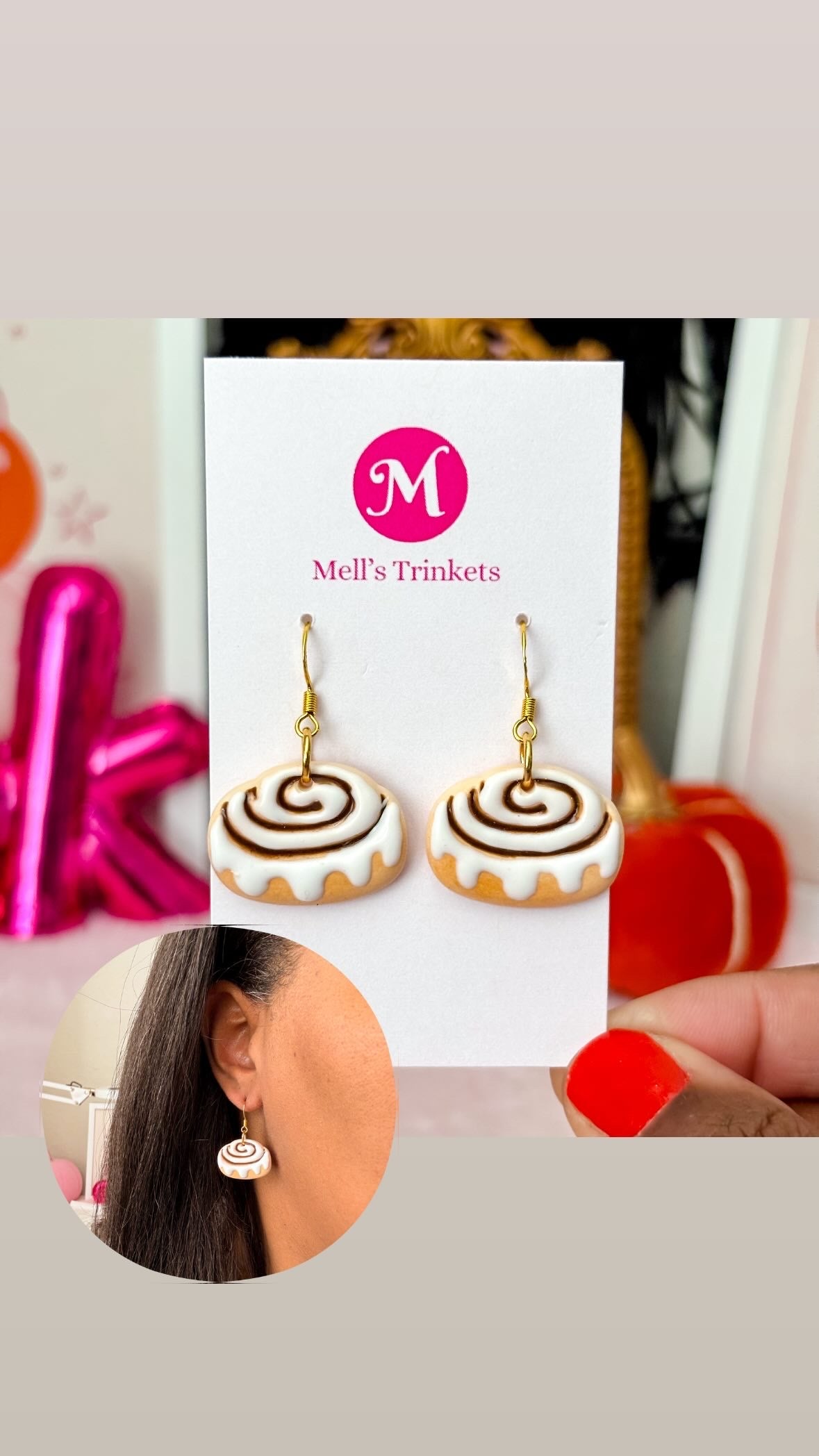 Cinnamon Roll Dangles