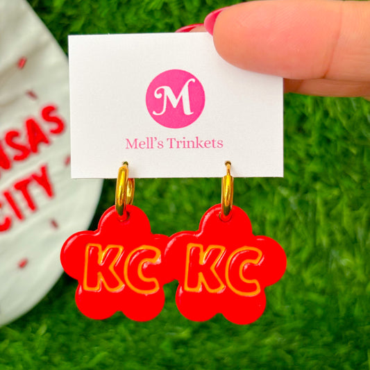 KC Spirit Flower Hoops - Comeback Red
