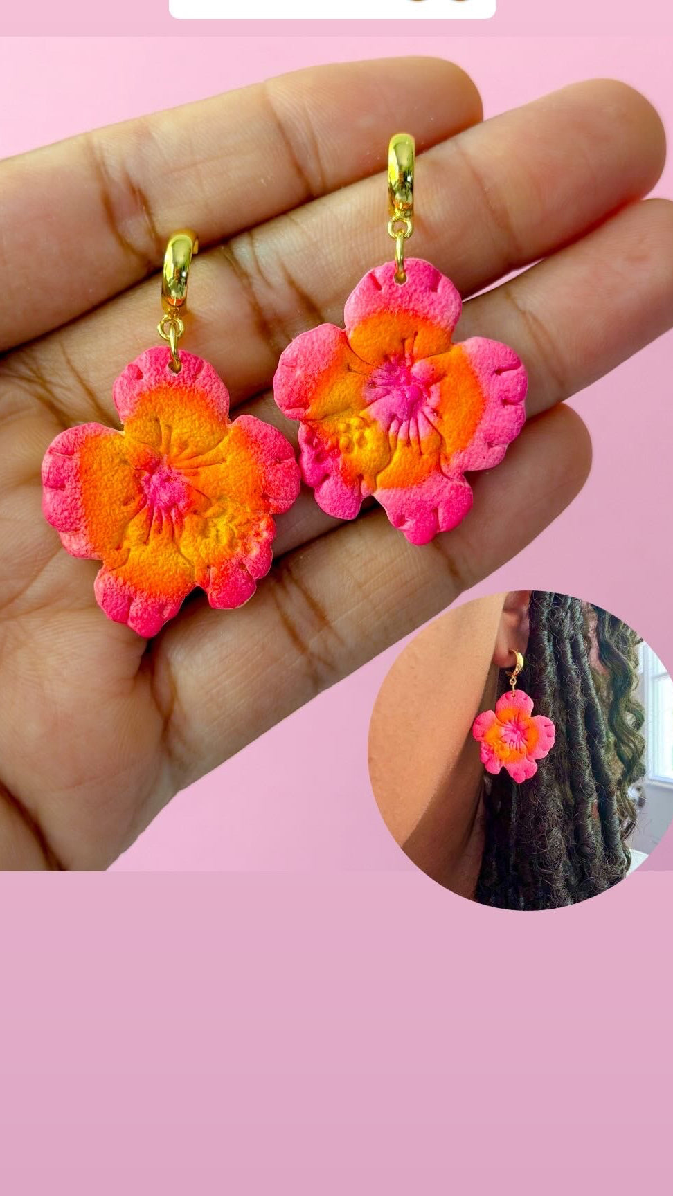 Tropical Flower Half Hoop Dangles