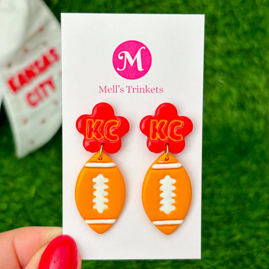 KC Flower Football Dangles - Winner's Gold