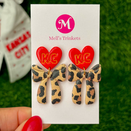 KC Heart Spirit Leopard Bows