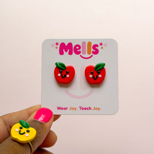 Happy to The Core Apple Stud Earrings - Choose Color