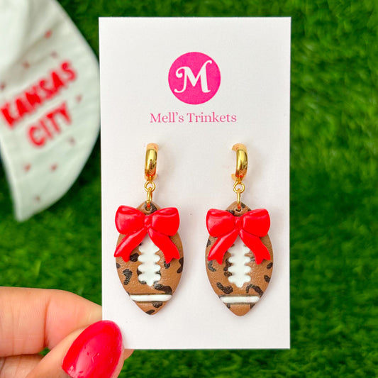 Leopard Bow Football Earrings