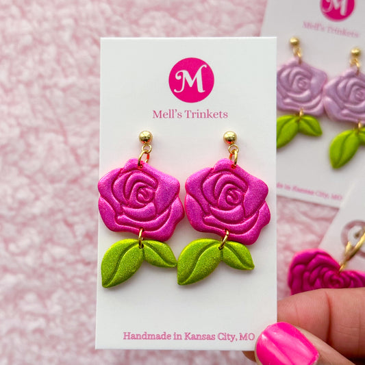 Rose Dangles - Fuchsia Pink