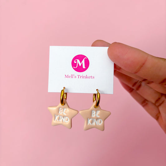 Be Kind Star Hoops - Dusty Peach