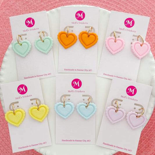 Coquette Heart Hoops - Choose Color