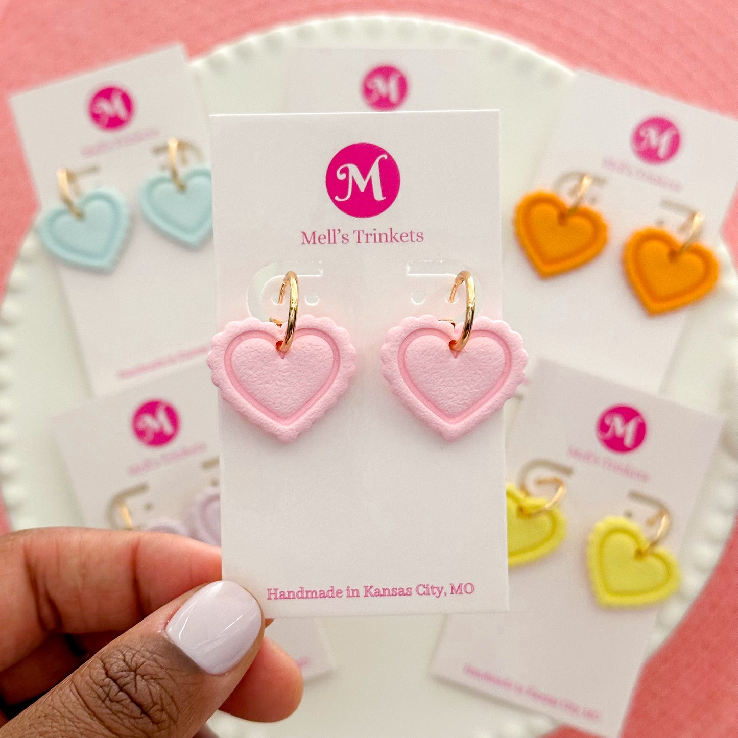 Coquette Heart Hoops - Choose Color