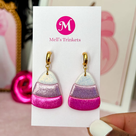 Hot Pink Candy Corn Dangles