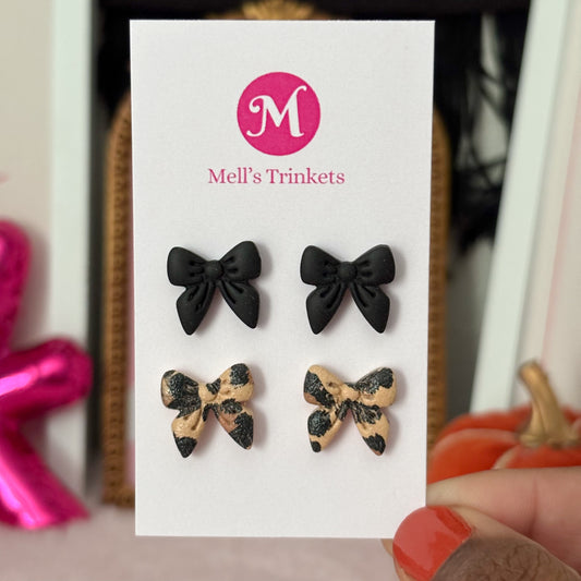 Leopard + Black Bow Stud Pack