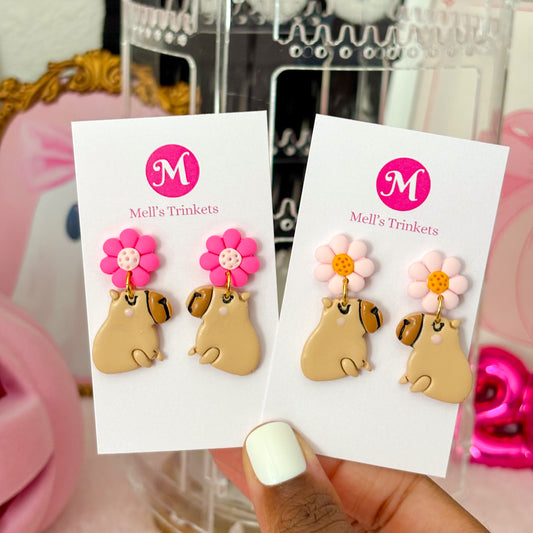 Coco The Cabybara Dangles - Choose Flower
