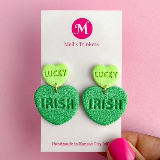 Lucky Irish Heart Dangles - All Green Combo