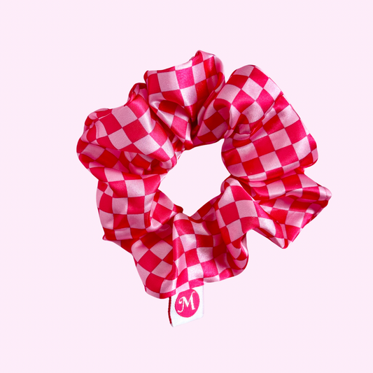 Pink Checkered Scrunchie