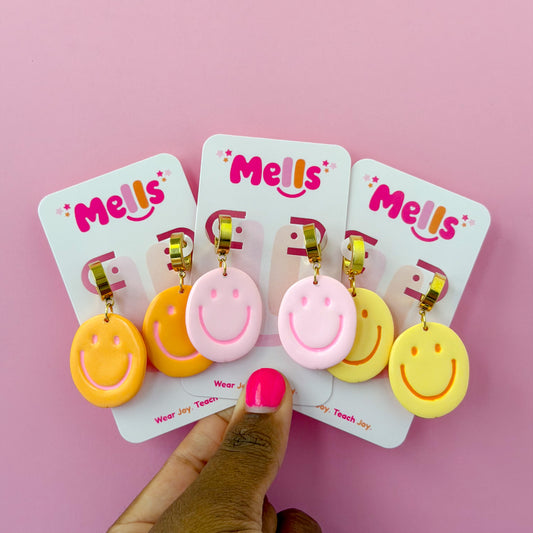 Good Mood Smiley Hoops - Choose Color