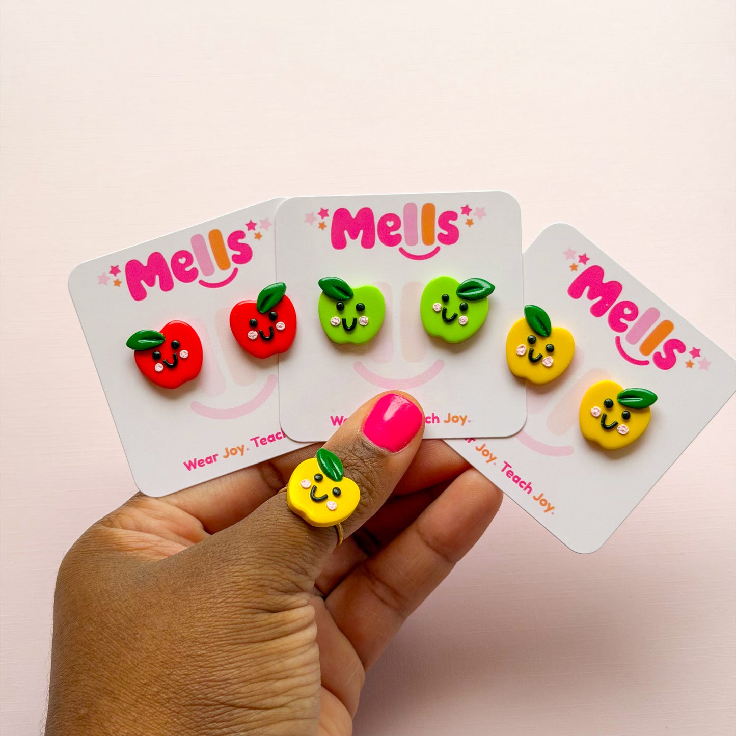 Happy to The Core Apple Stud Earrings - Choose Color