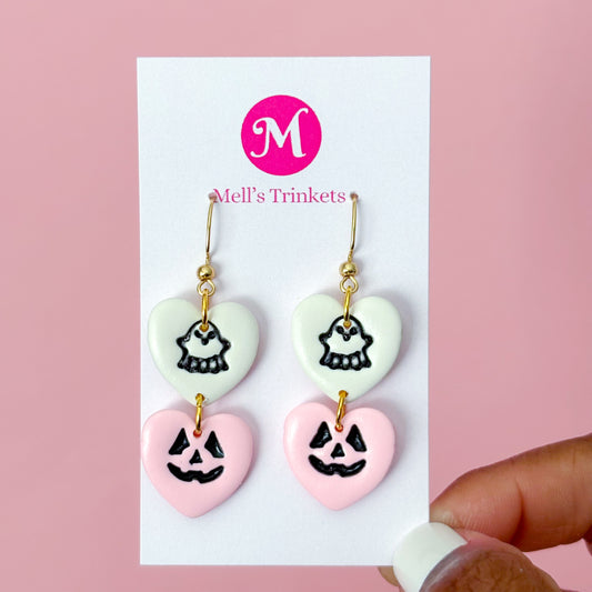 Spooky Heart Dangles - Light Pink