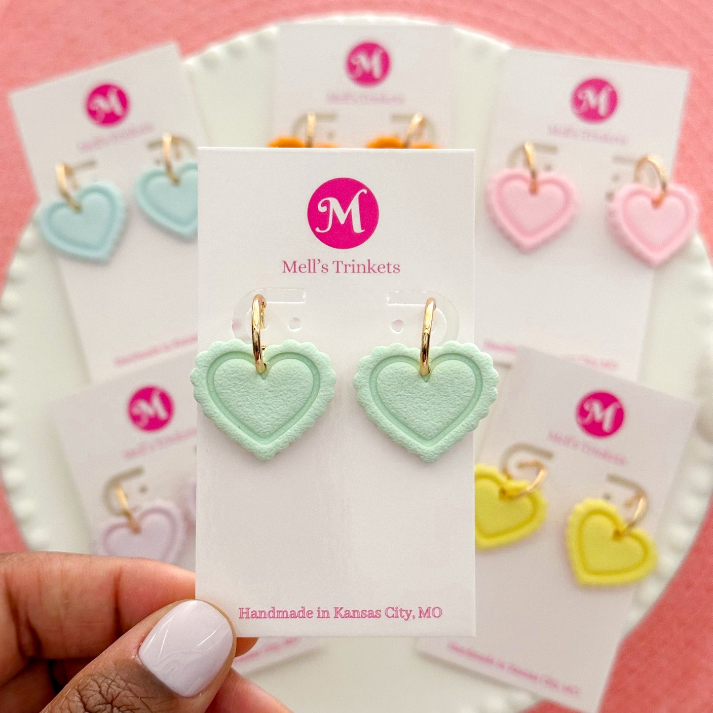 Coquette Heart Hoops - Choose Color