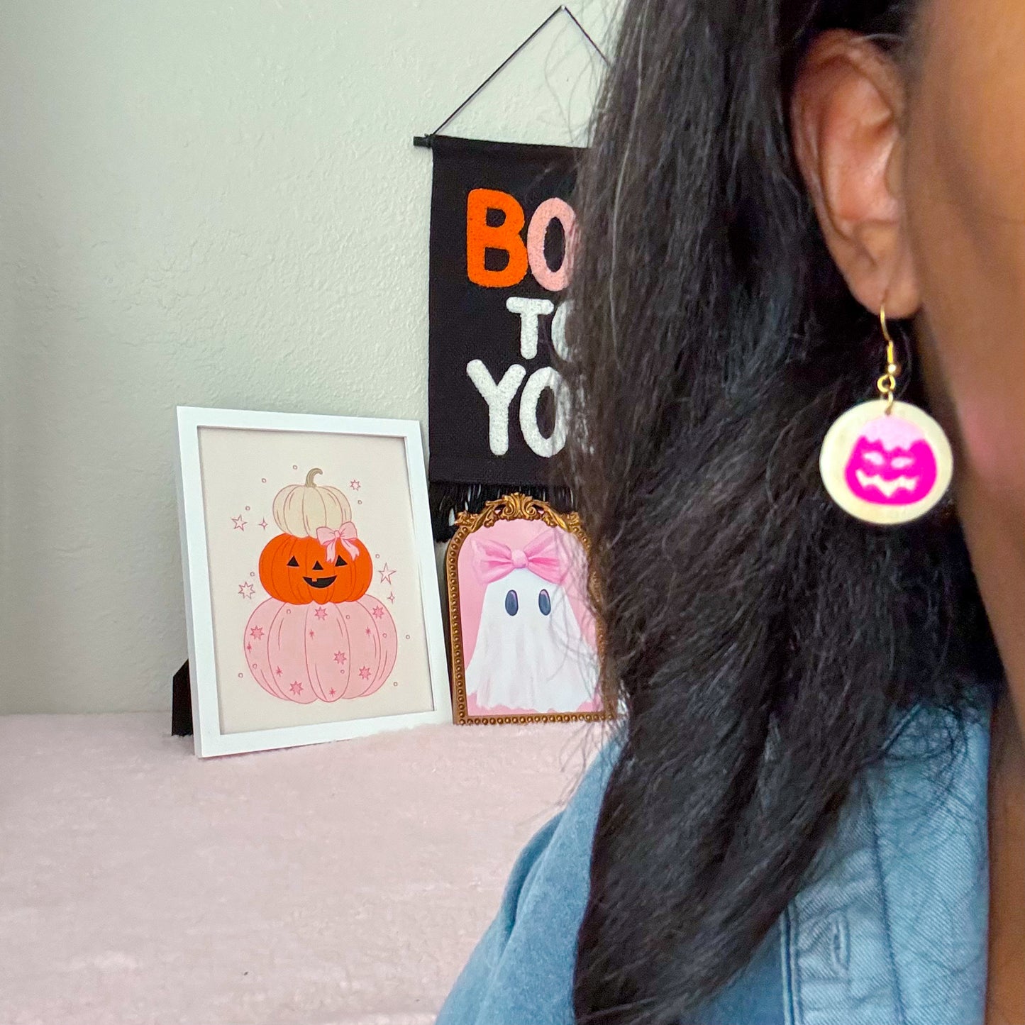 Pumpkin Sugar Cookie Dangles - Pink
