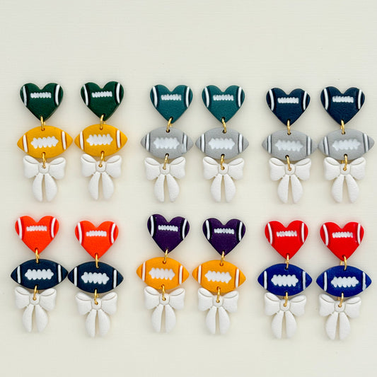 Ultimate Game Day Triple Football Dangles - Choose Team Color