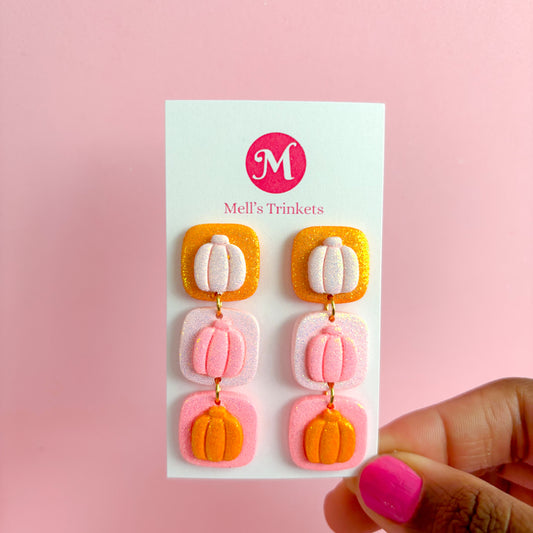 Triple Square Pumpkin Dangles