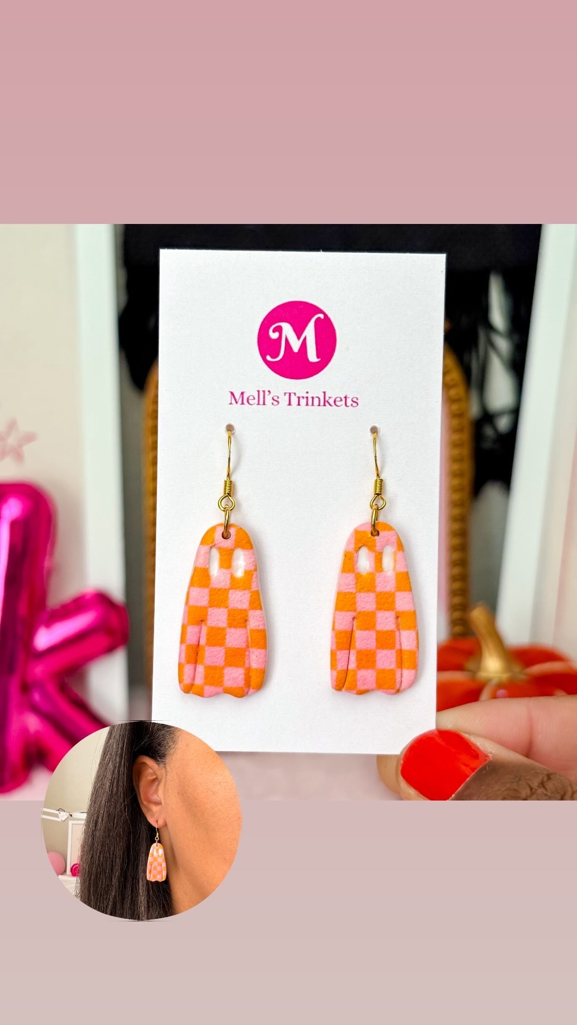 Pink Orange Checkered Ghosties
