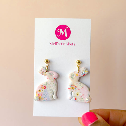 Pearl Bunny Dangles -Agatha