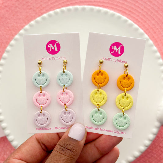 Smiley Triple Dangles - Choose Color