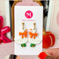 Sparkly Orange Bow Porch Goose Dangles