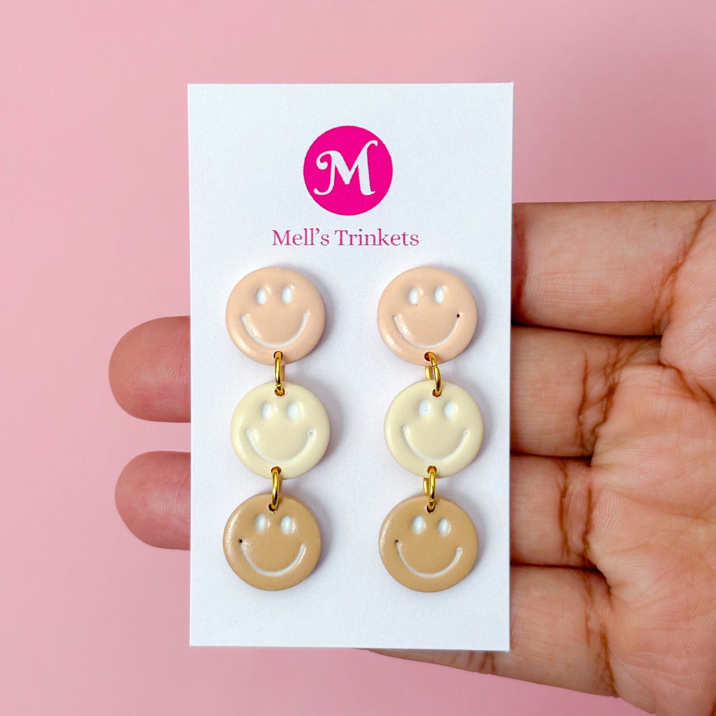 Smiley Triple Dangles - Neutral Collection