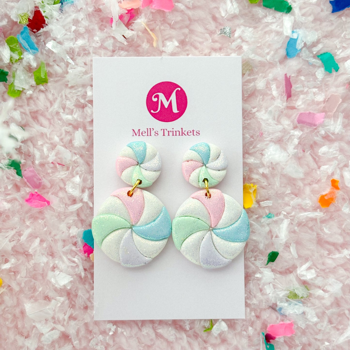 Peppermint Swirl Dangles - Multi Mint Blue