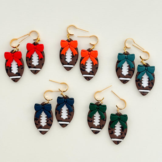 Game Day Leopard Bow Dangles - Choose Team