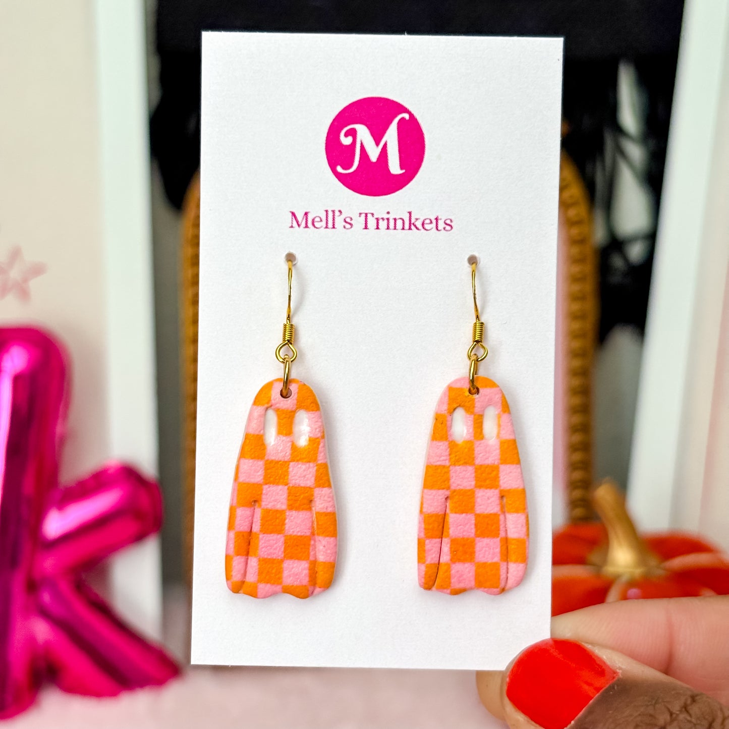 Pink Orange Checkered Ghosties