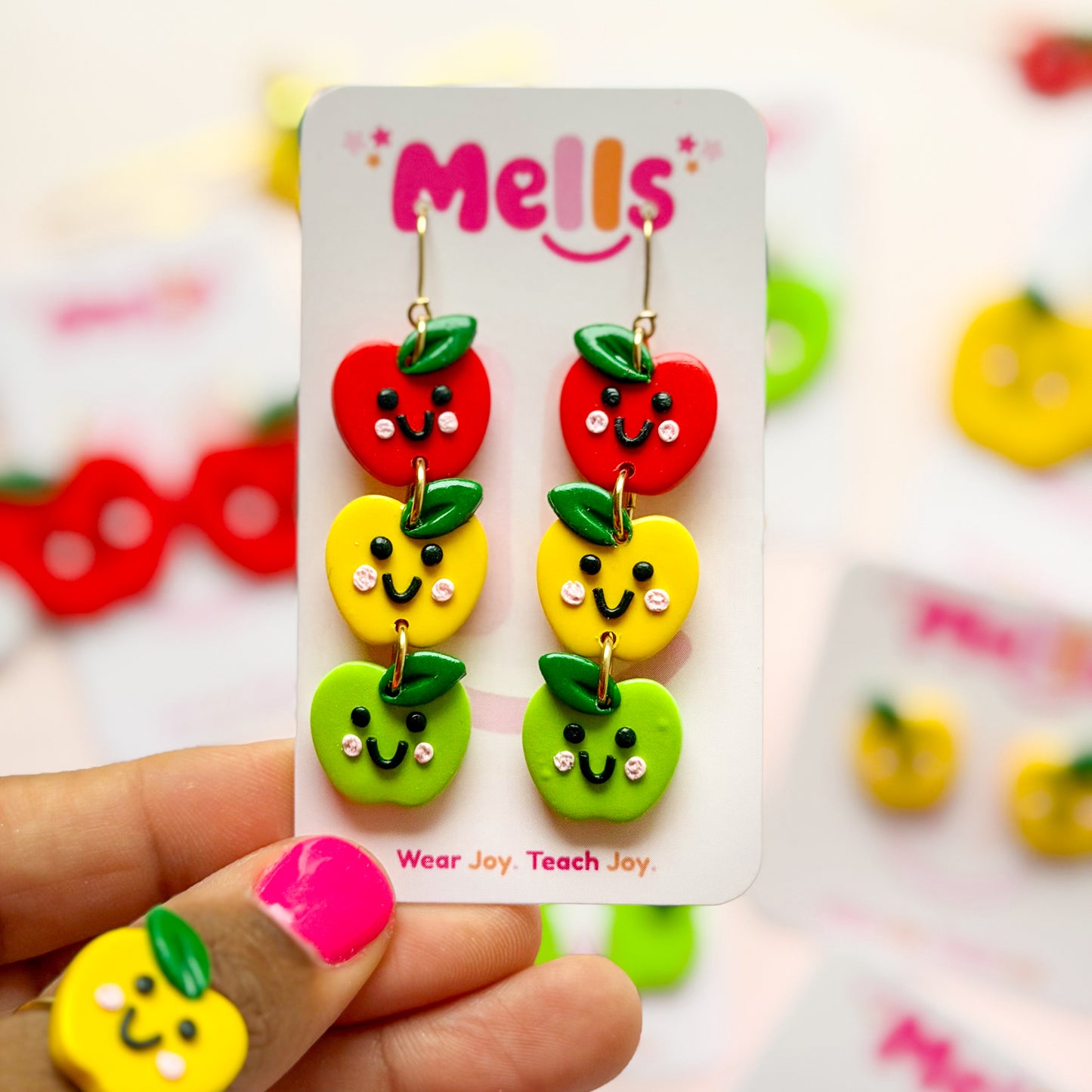 Happy to The Core Smiley Apple Triple Dangles