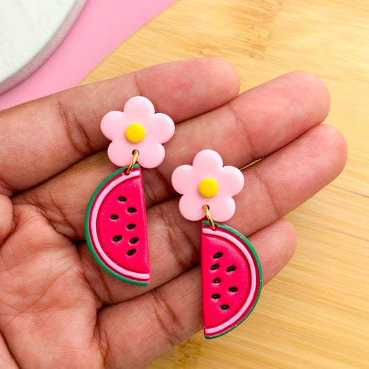 Floral Watermelon Earrings