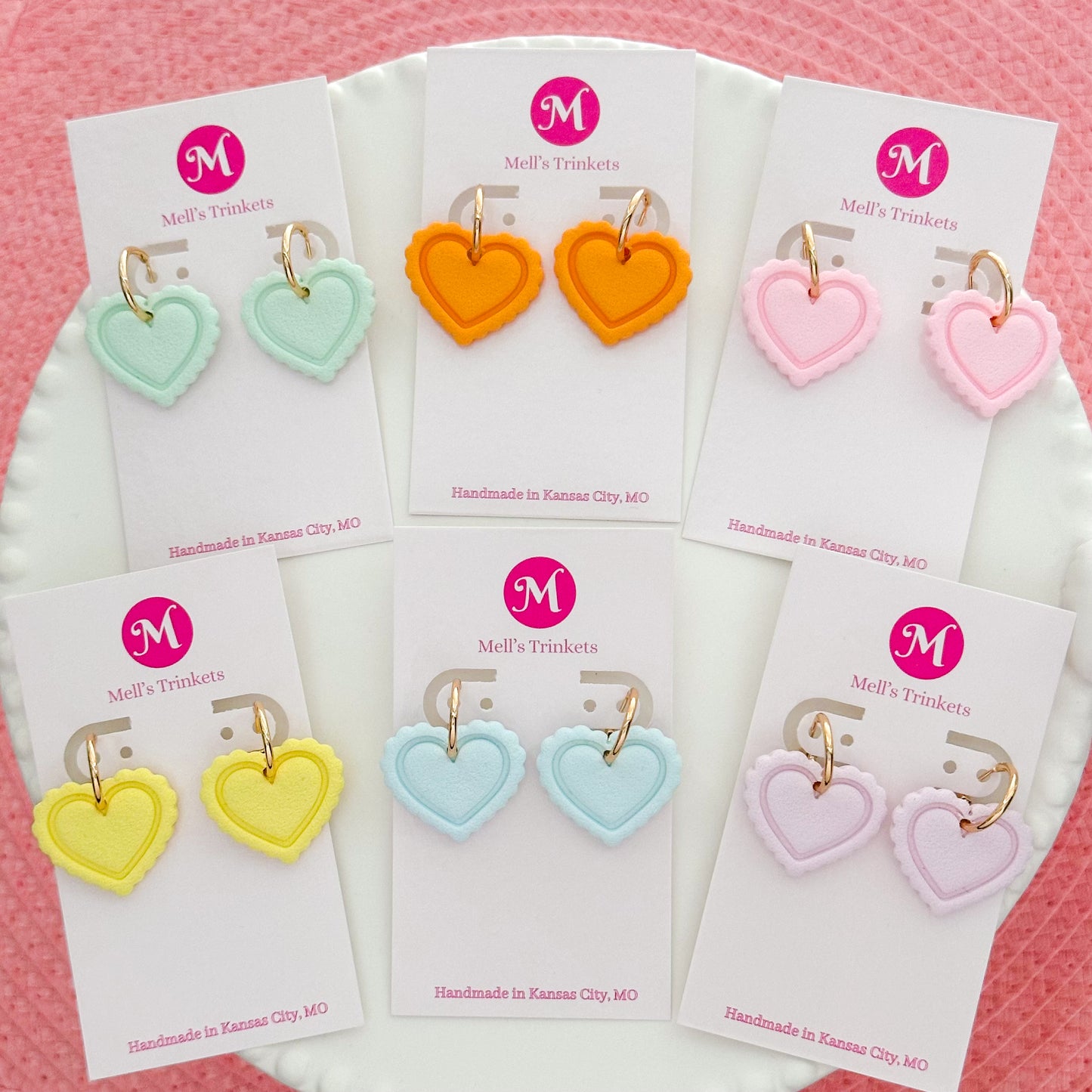 Coquette Heart Hoops - Choose Color