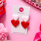 Double Love Heart Dangles - Pink/Red