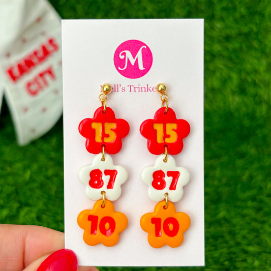 KC Football Flower Triple Dangles