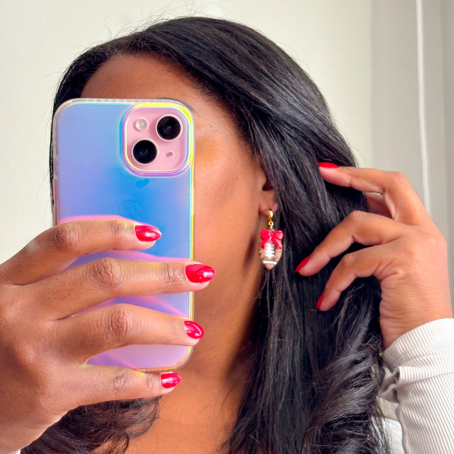 Leopard Bow Football Earrings