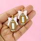 Bow Football Dangles - Pink