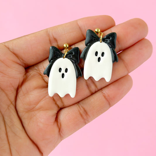 Bow Ghost Dangles - Black