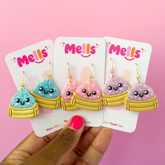 Squishy Dumpling  Dangle Earrings - Choose Color
