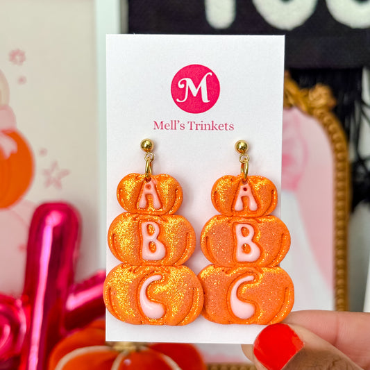 ABC Sparkly Pumpkin Dangles