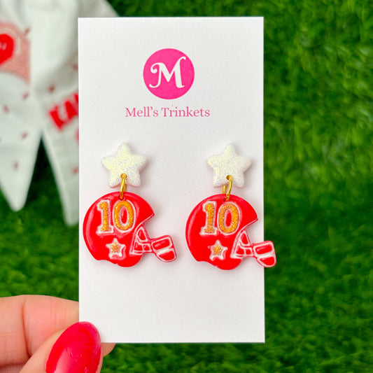 KC Football #10 Star Helmet Earrings