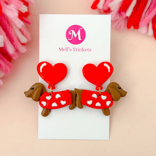 Doxie Heart Balloon Dangles - Red