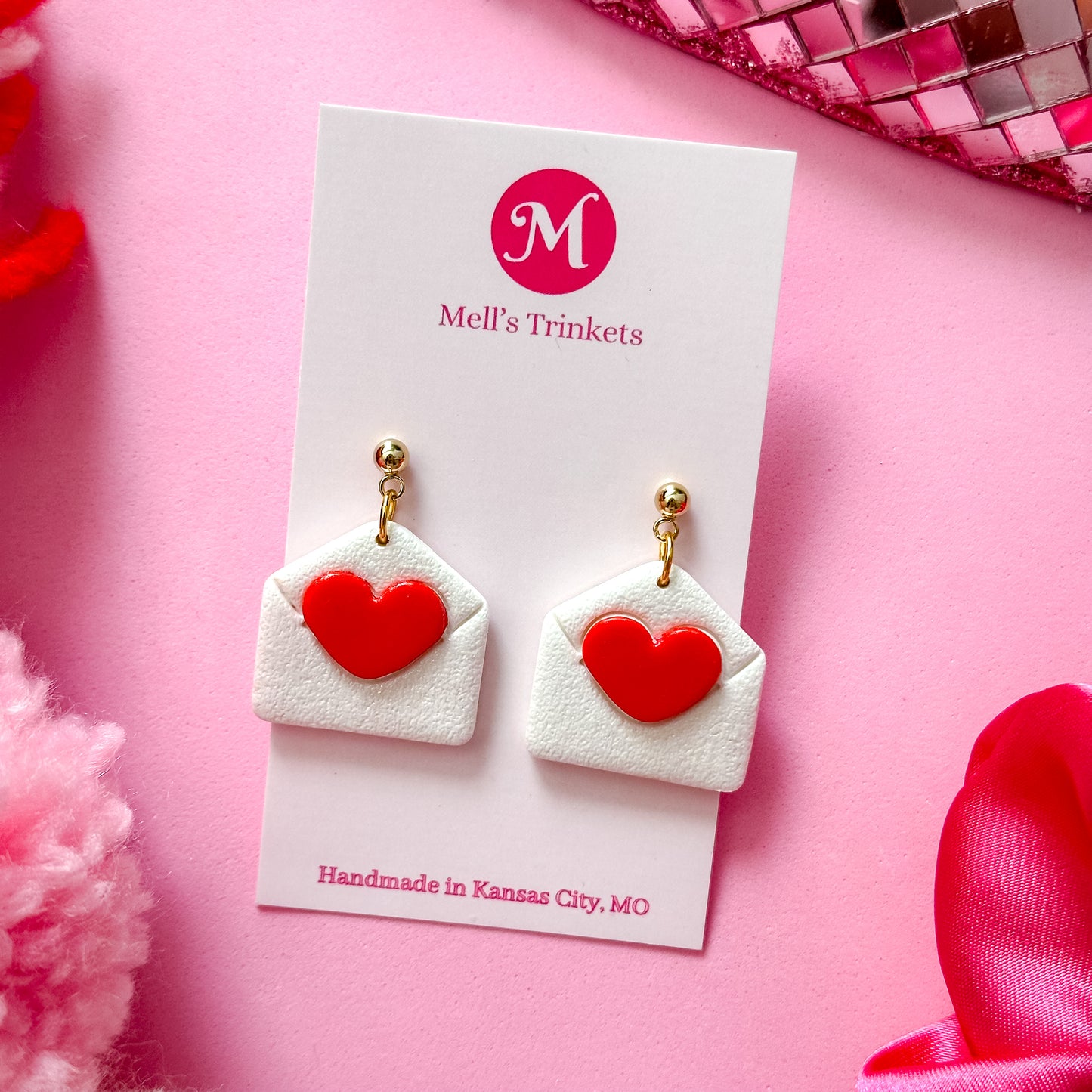 Love Notes Dangles - White/Red