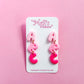 Pink "ABC" Dangle Earrings