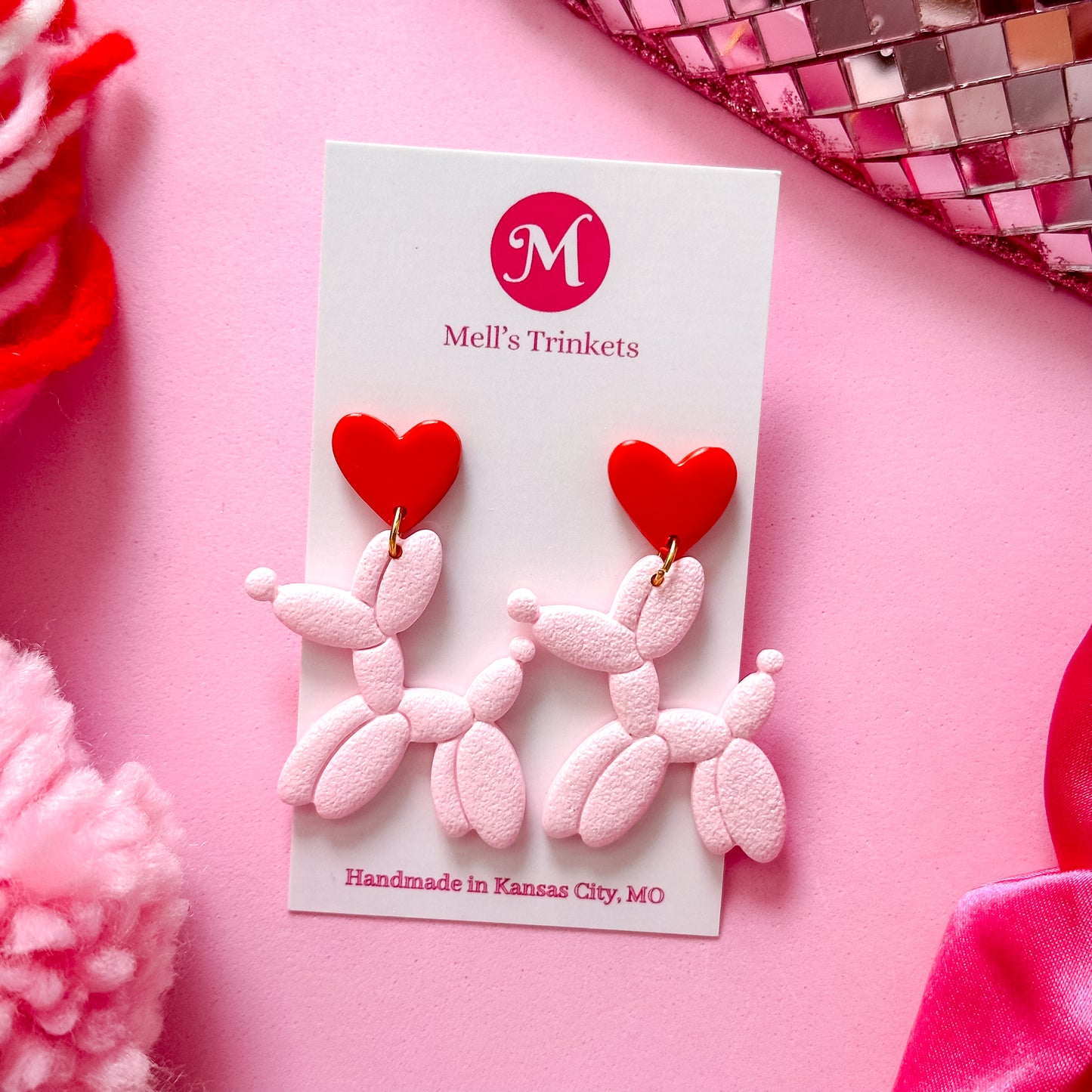 Puppy Love Dangles - Red Pink Combo