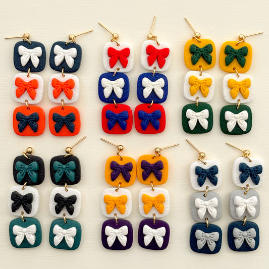 Game Day Triple Bow Dangles - Choose Team