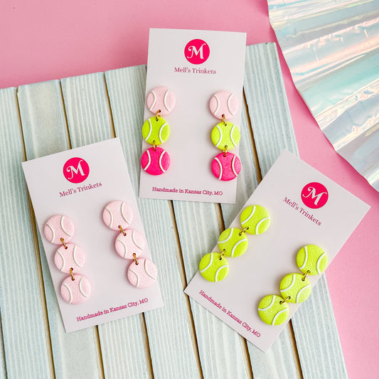 Tennis Triple Dangle Earrings  - Choose Color