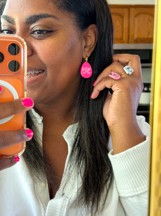 FRIYAY Huggie Hoops - Mell's Hot Pink